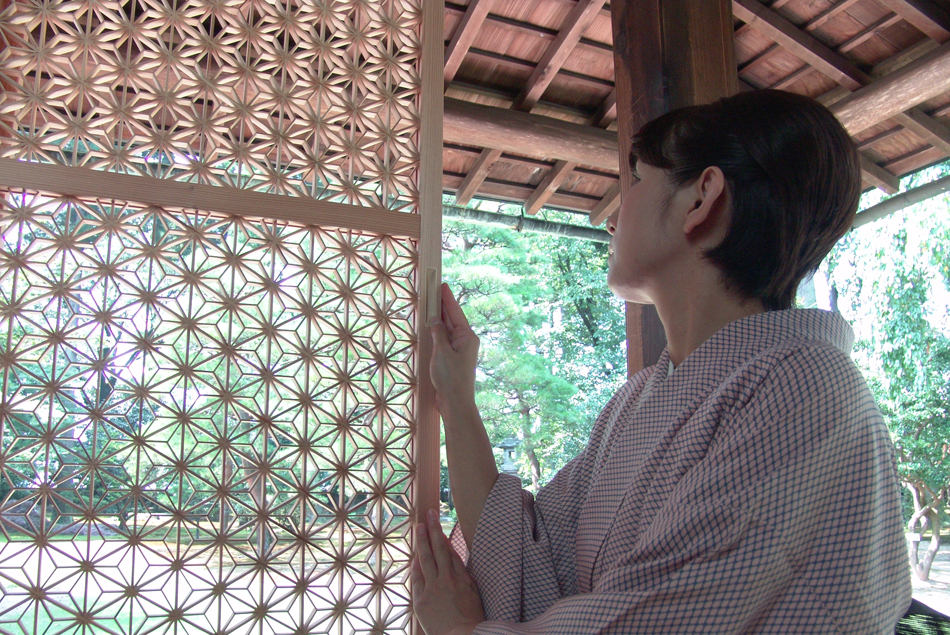 引き戸 麻ベタ入 個人邸 杉材 組子細工