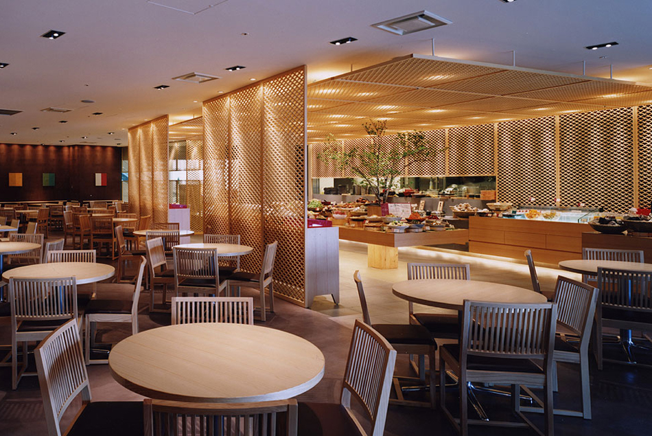 大阪なんばパークス 自然食レストラン 「菜蒔季」 青海波 天井 間仕切り 組子細工