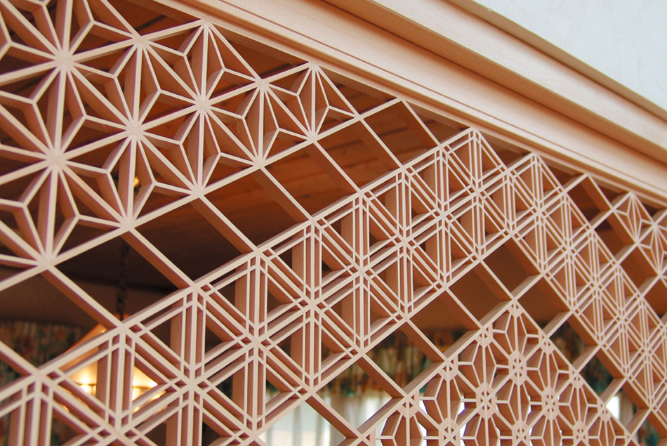 住宅用組子らんま 三種帯組分 個人邸 美術組子 ベイヒバ材 組子細工