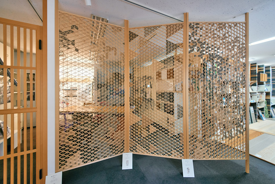 東京ショールーム 麻の葉ちらし ちぎれ雲 水無月 天の川 組子細工