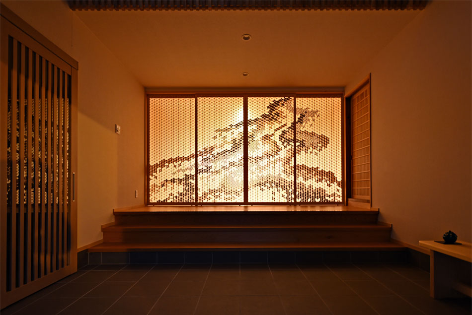 宗禅寺 様（八尾） 美術組子 照明 風の盆 組子細工